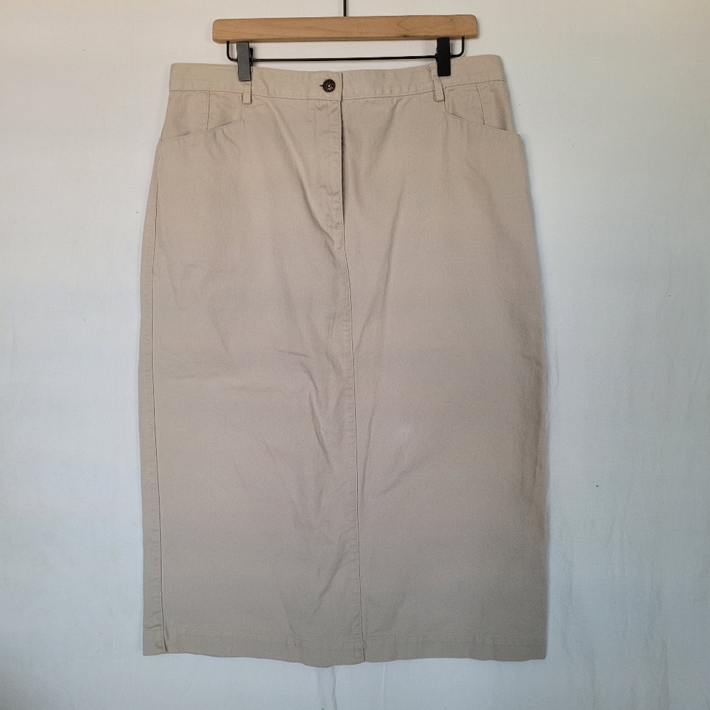 Maxi Denim Skirt Cream Size 16 Cotton Cowgirl Western Boho Casual